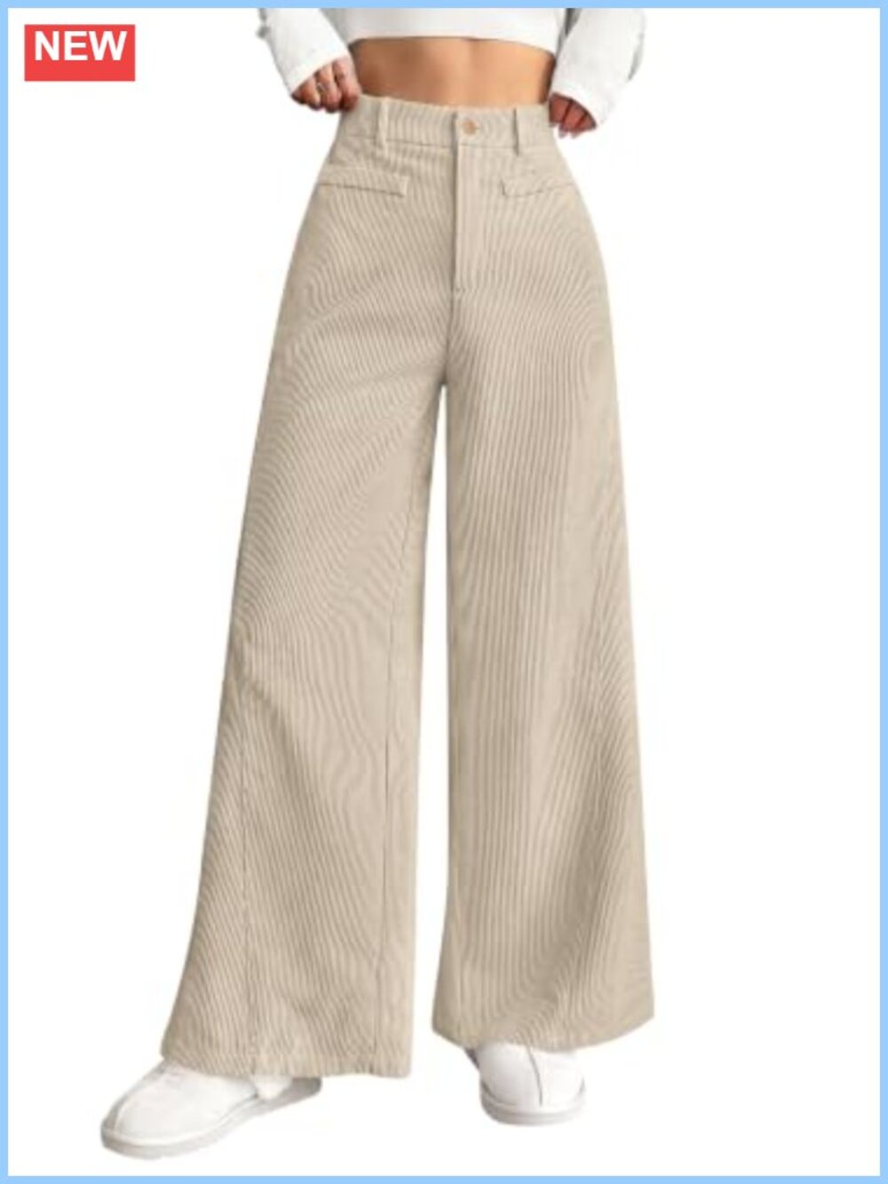 Women's High Waisted Corduroy Wide Leg Palazzo Pants Casual Work Trousers